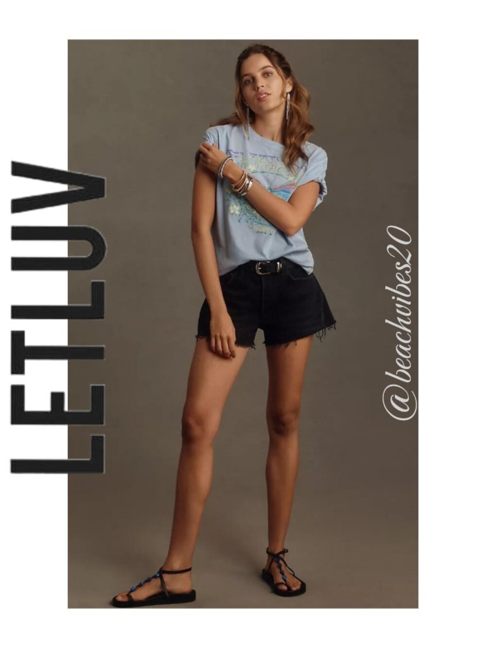 LETLUV by ANTHROPOLOGIE Fleetwood Mac Graphic Tee Sky Medium NWT